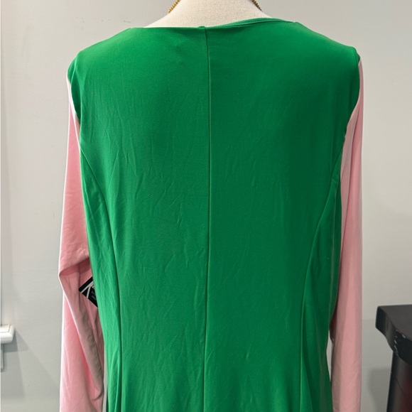 Kasper Green and Pink Asymmetrical Sheath Dress Cocktail - Picture 10 of 15